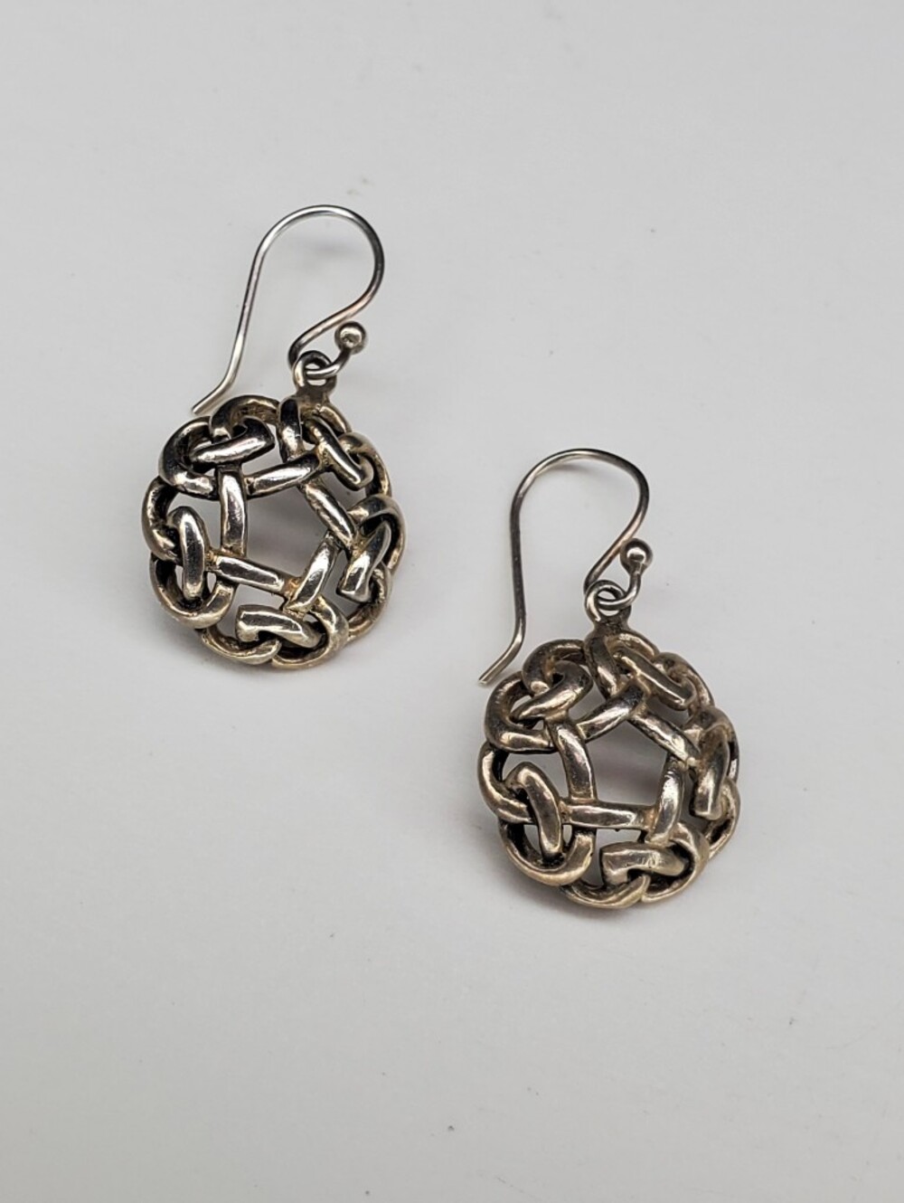 Vtg. Celtic Knot Sterling Silver Drop Earrings
